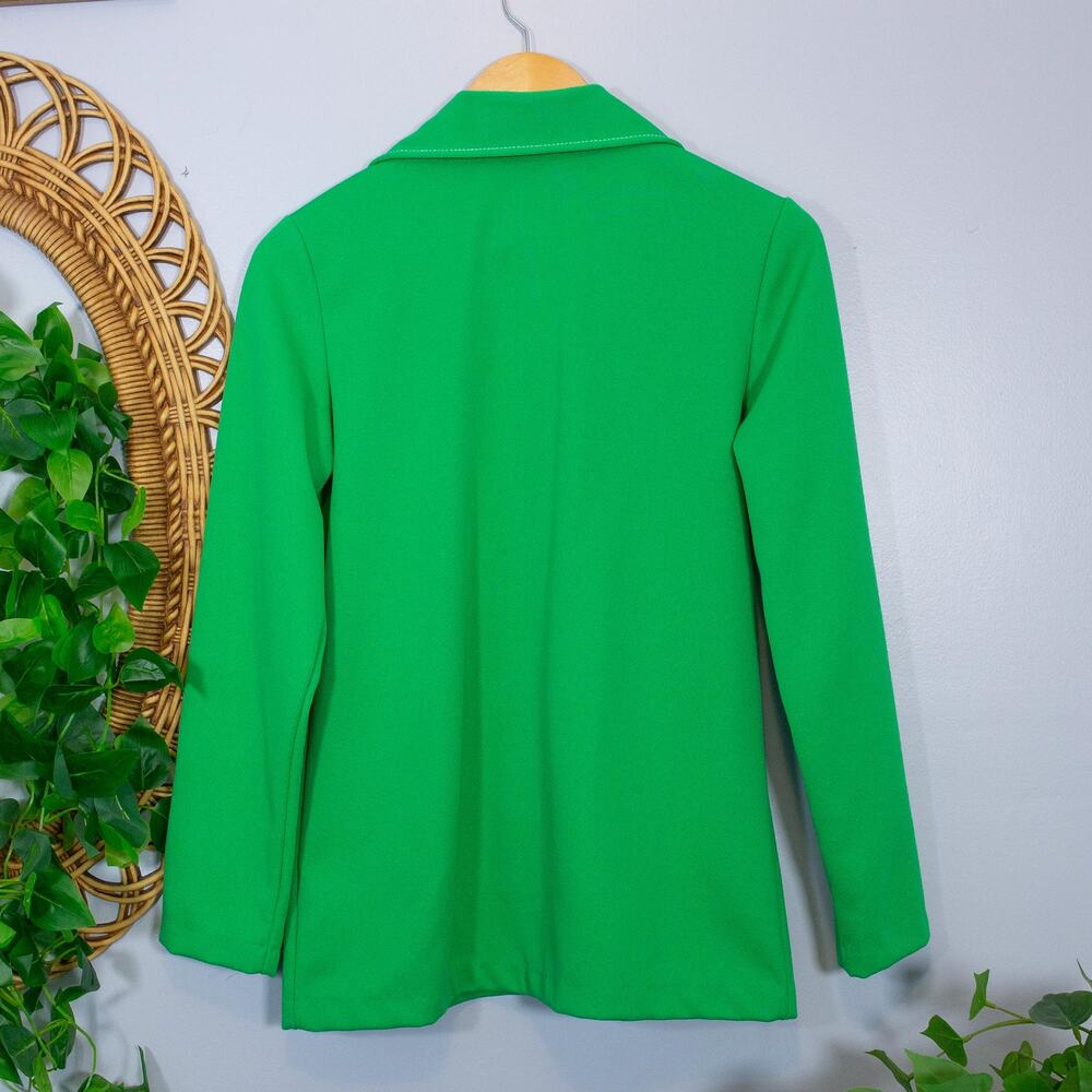 Bright Green Button Down Blouse Retro Classic Sta… - image 2